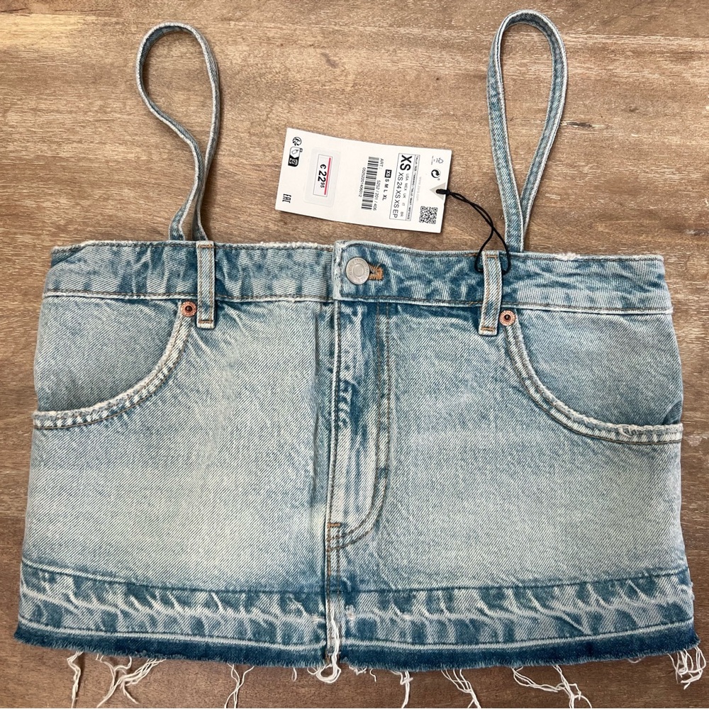 Zara Light Blue Denim Top